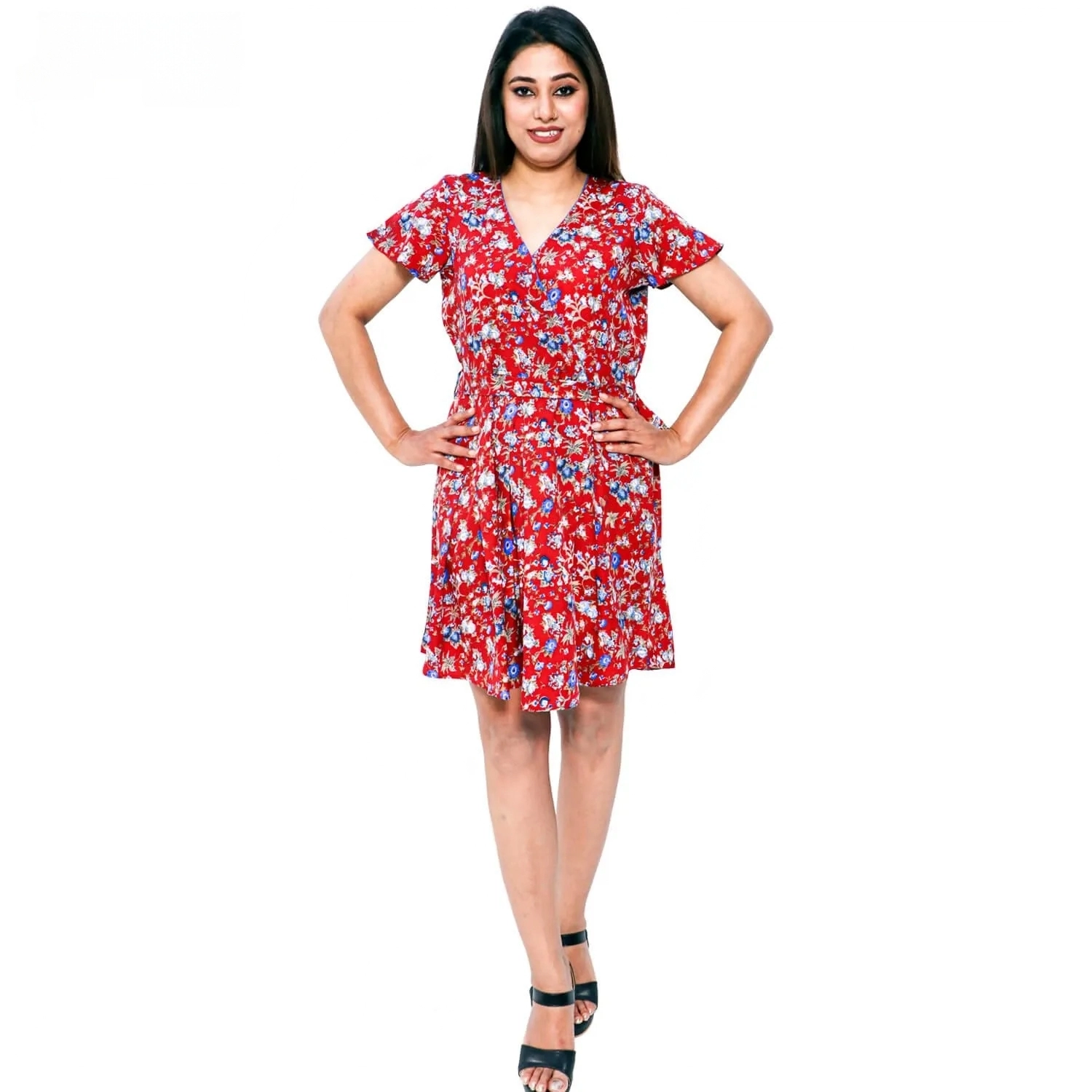 American Floral Wrap Short Frock